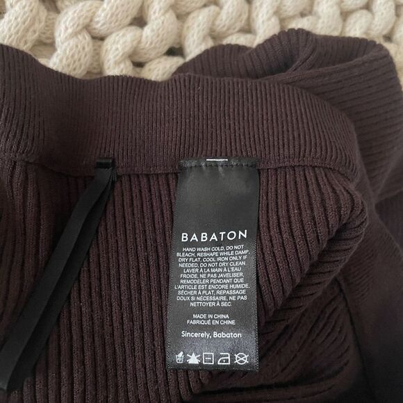 ❤️ Aritzia Babaton Distill Leggings Side Slit Brown Coffee Bean Ribbed Knit Pant - Picture 8 of 10